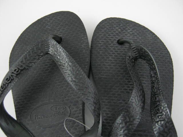 NEW HAVAIANAS Kids Black Thong Flip Flops Sz 13  