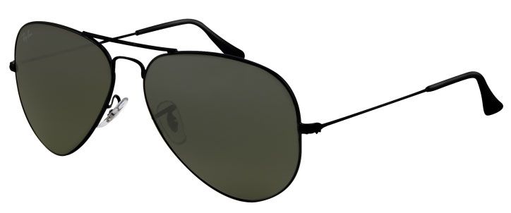 RayBan RB 3025 002/37 55 Black Green Large Aviator Ray Ban Sunglasses 