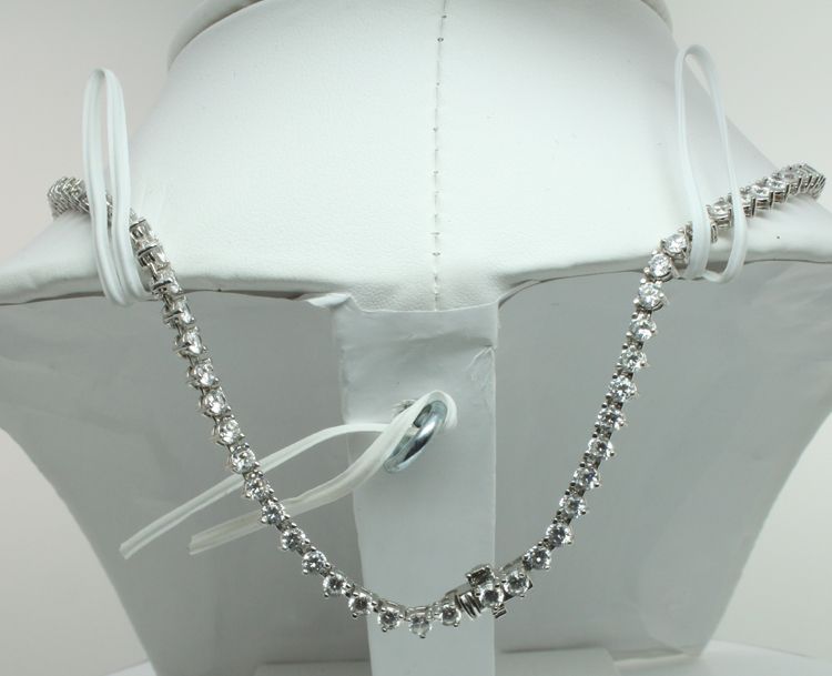 107 Cubic Zirconia & Sterling Silver 3mm 6mm Graduated Tennis Necklace 