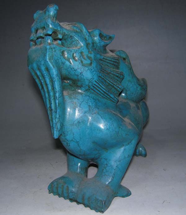 Old Chinese Turquoise Carved 12 Zodiacs  Dragon Statue  