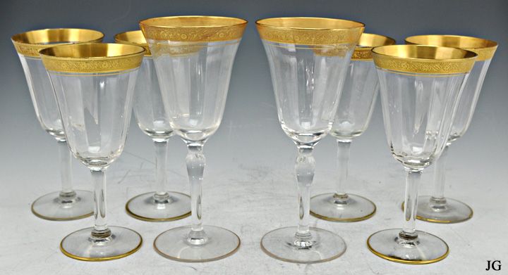 Vintage Dinner Glasses Elegant Gilt American c.1930s  