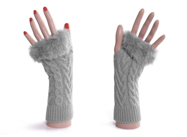 Womens Twist Knit Wrist Fingerless Long Mitten Gloves Arm Warmers Faux 