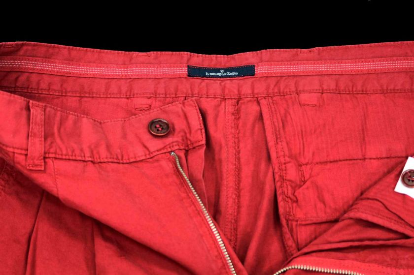 NEW$100% AUTH ERMENEGILDO ZEGNA RED SHORTS PANTS COTT 34  