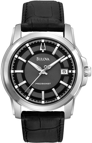 Bulova Precisionist quartz movement, accurate to within 10 seconds per 