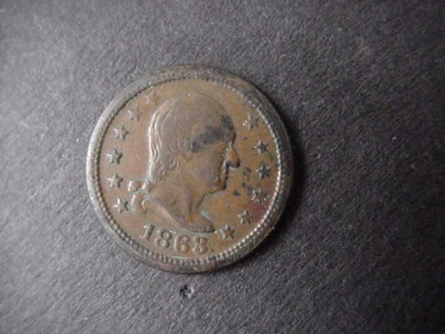 1863 Civil War Token Washington Head/1 Medal  