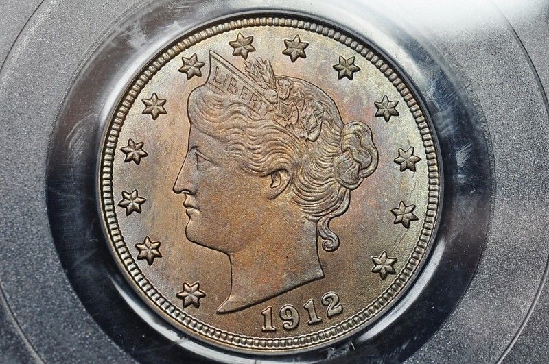 1912 D LIBERTY HEAD V NICKEL 5c SUPERB PASTEL RAINBOW TONED GEM BU 