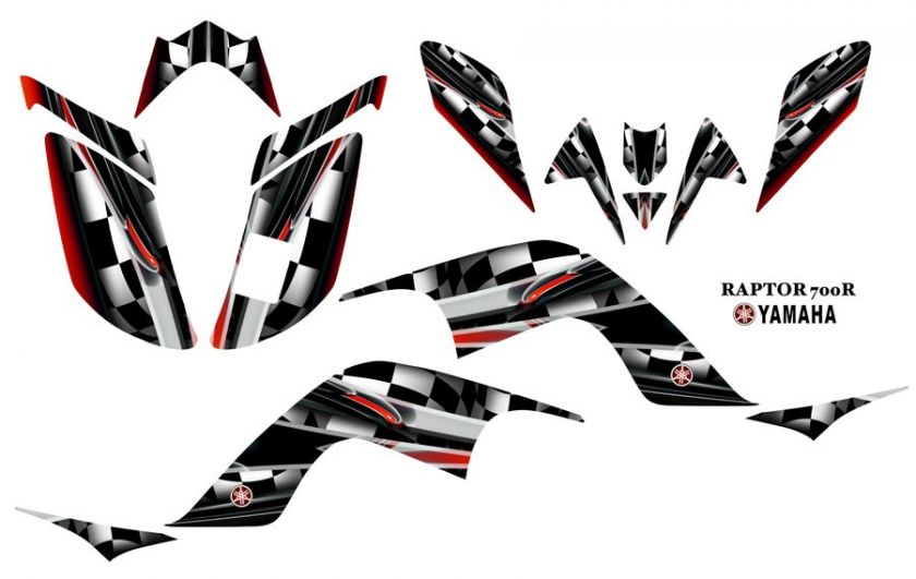 Yamaha Raptor 700 ATV Quad Graphics Decal kit #3002Red  