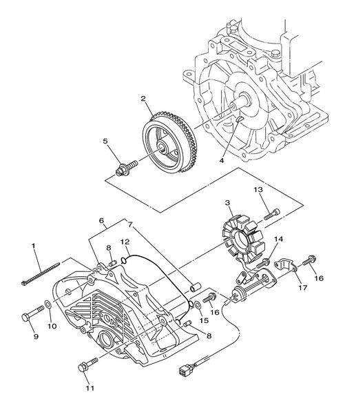 00 YAMAHA XL1200 LTD XL STATOR COVER FLYWHEEL  