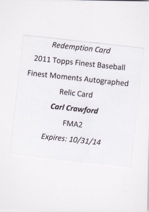2011 Topps Finest Moments Carl Crawford Relic Auto GU Autograph RED 