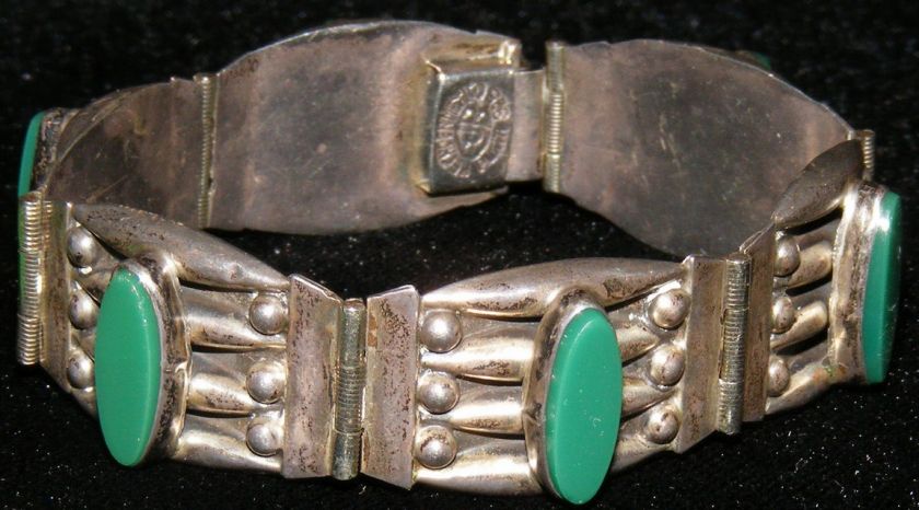 Vintage Hinged Hecho en Mexico Plata 925 JB Sterling Bracelet with 6 