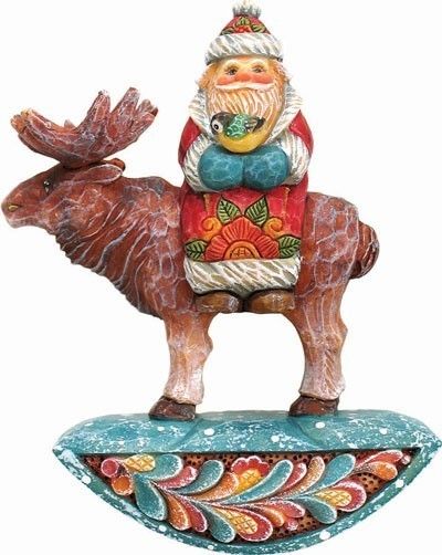   Ornament SANTA ON MOOSE #63128 NEW 2011 Free Ship G DeBrekht Ornament