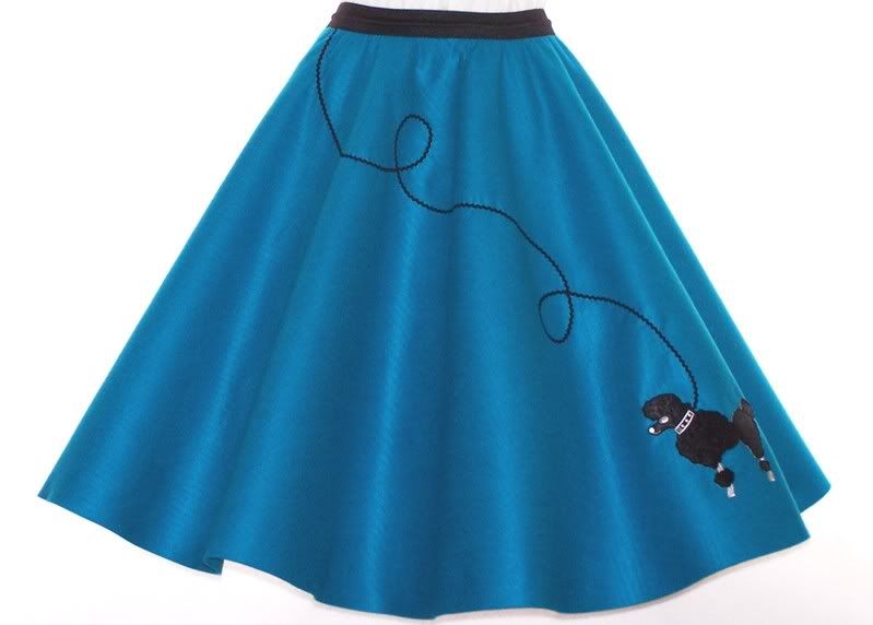 pc Teal 50s Poodle Skirt Outfit Glasses Scarf  XL/2X  