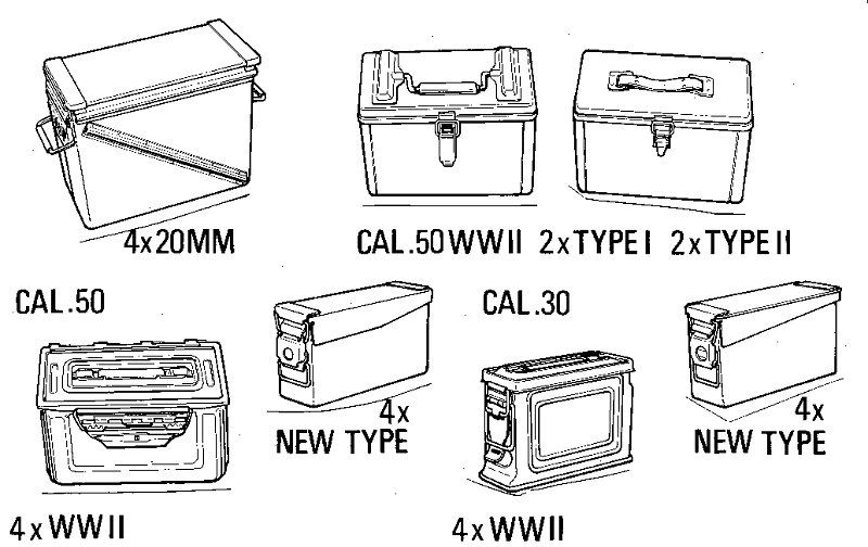 Verlinden 135 Cal.30 &.50, 20mm Ammo Boxes, item #305  