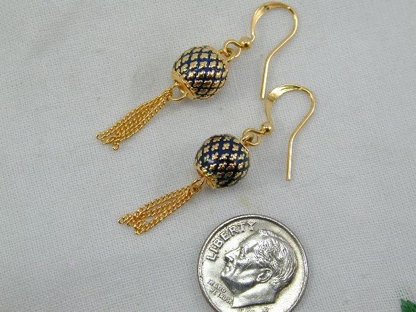 Dangle Bead Adorable 22k 18k Gold GP Baht Thai Earrings  