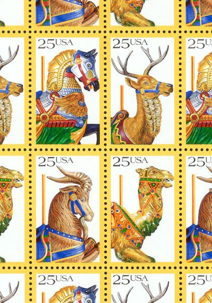 1988   CAROUSEL ANIMALS #2390 93 Full Mint  MNH  Sheet  