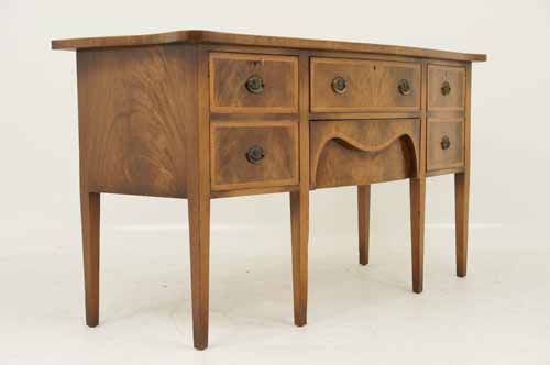 Antique Georgian Style Inlaid Mahogany Serpentine Sideboard, Buffet 