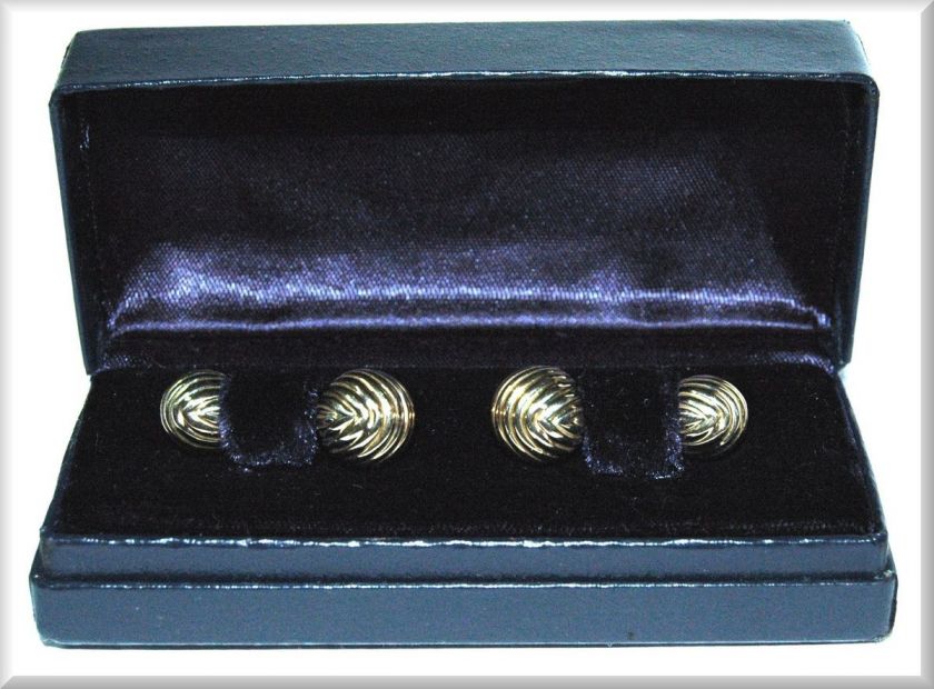 Vintage Tiffany & Co 14K Yellow Gold Fancy Barbell Cuff Links  