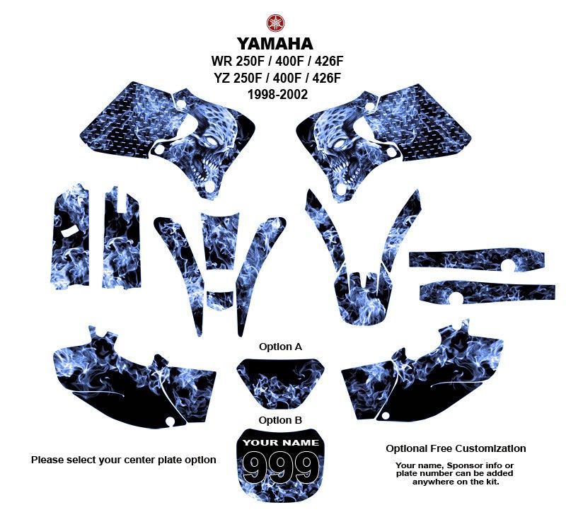 Yamaha WR 250F 400F 426F 1998 02 Motocross Decal kit 9500BLUE  