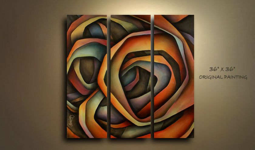 three piece canvas original painting the total painting measures 36 