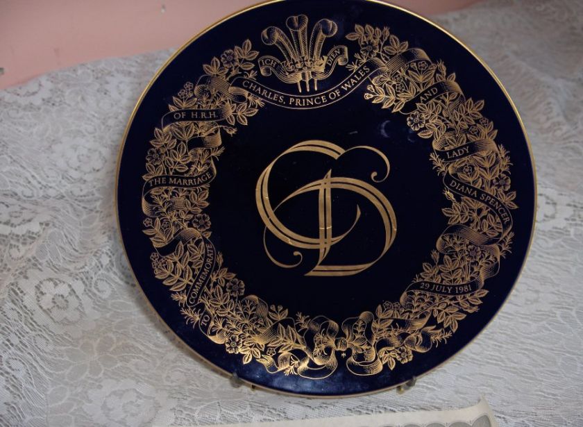 Princess Diana Charles Royal Wedding Plate Cobalt Blue  