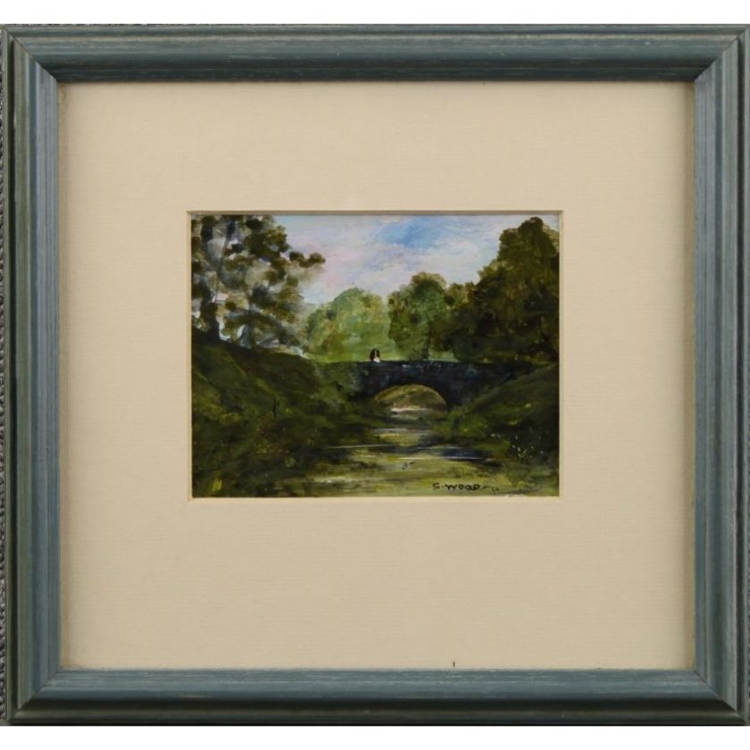 English Impressionist River Bridge Oil Painting  