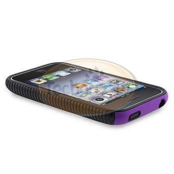   CASE Purple Hard COVER+Privacy Protector For iPhone 3 3th G 3GS  