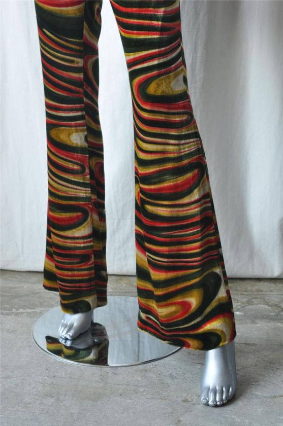 GUCCI *SILK VELVET*Swirl Print Flare Leg Pants M 40 NEW  