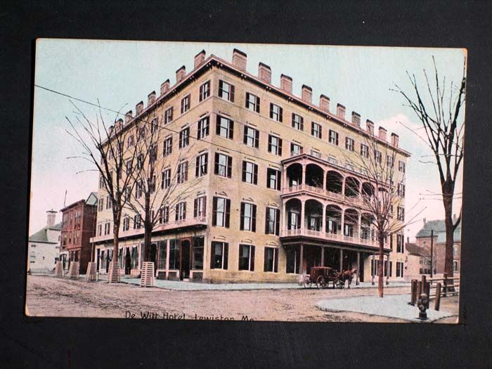 De Witt Hotel in Lewiston ME Old Vintage Postcard  