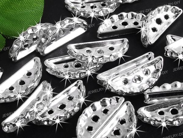 50 X Rhinestone Metal 3 Hole Spacer Bar Findings 19x8mm HOT  