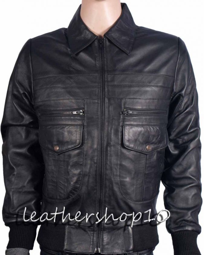 Leather Forte Bomber Mens Real Leather Jacket=S/M  5XL=  