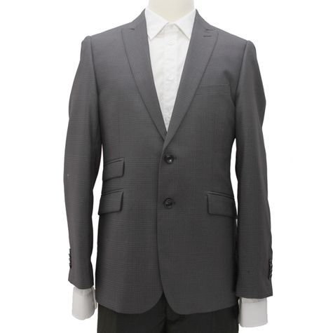 TAILOR MADE 2 BUTTON PEAK LAPEL GRAY PLAID #22 SUIT  