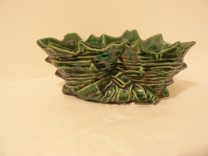 Vintage McCoy Pottery Cornucopia vase planter Green  