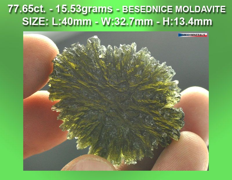 77.65ct = 15.53g HUGE BESEDNICE MOLDAVITE RARE PIECE HEDGEHOG  