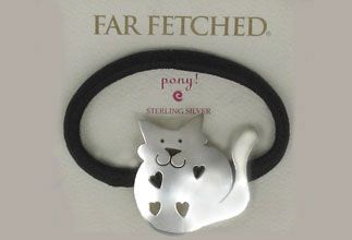 925 Far Fetched Love Kitty Ponytail Holder, New  