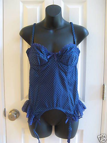 Victorias Secret blue polka dot garter merrywidow 36B  