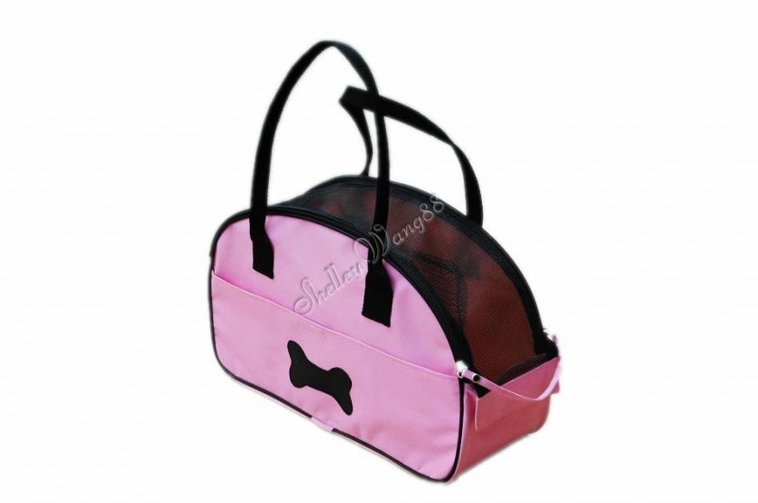   Pet Carrier Dog Cat Tote Bag Bone Mesh Handbag Shoulder Pink Travel S