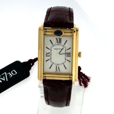 DeLaneau Golden Dream New Shutter 18k Yellow Gold Watch  