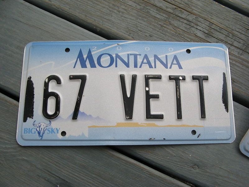 MONTANA MT VANITY LICENSE PLATE 1967 67 CORVETTE VETTE  