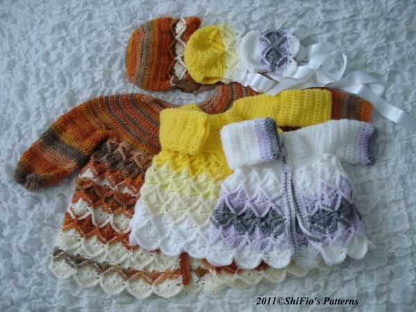 BABY BAVARIAN MATINEE CROCHET PATTERN 5 SIZES #177  