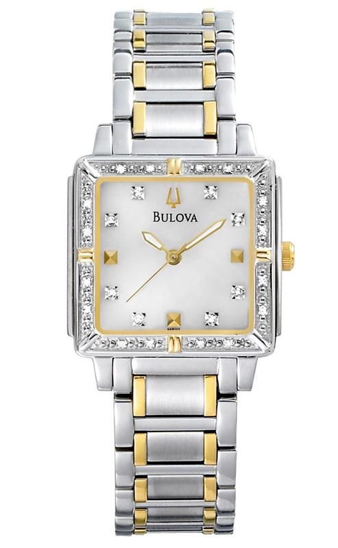 NEW BULOVA TWO TONE MOP DIAL DIAMOND LADIES WATCH 98R112  