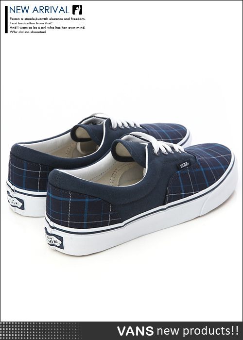 BN VANS ERA TM Woven Plaid Navy/White Shoes #V161  