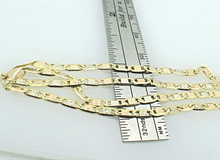 14k Multi Tone Gold Mariner Anchor Chain Necklace 5 gr  