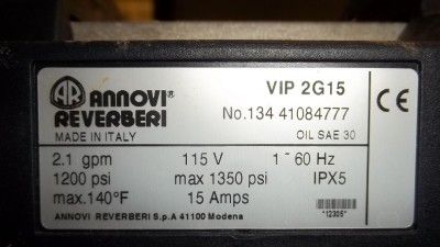 Annovi Reverberi VIP 2G15   2HP   110V  