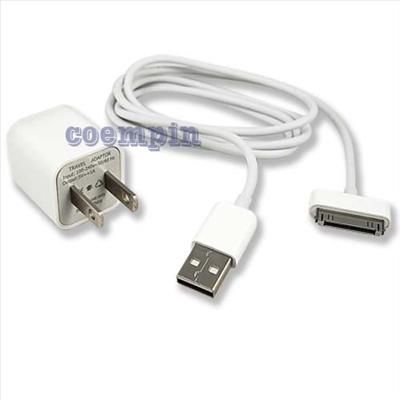 AC Wall Charger+USB Data Cable+Earphone for Apple iPod iPhone 3G 3GS 