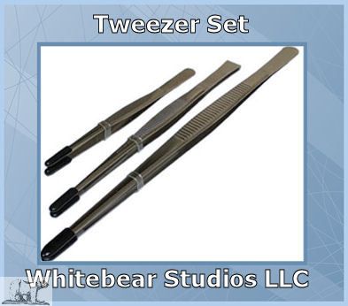 THREE (3) PIECE TWEEZER SET FOR HOT GLASS APPLICATION  