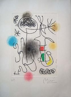 JOAN MIRO Signed 1968 Original Color Etching & Aquatint  