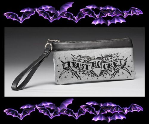 Rock Rebel~TRUST NO ONE Tattoo Bag/Purse~Silver Glitter  