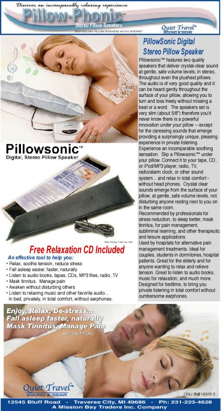 PILLOWSONIC STEREO PILLOW SPEAKER + FREE RELAXATION CD  