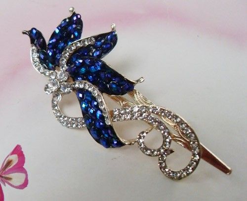 CLEAR SWAROVSKI CRYSTAL Butterfly HAIR BARRETTE CLIP 2  