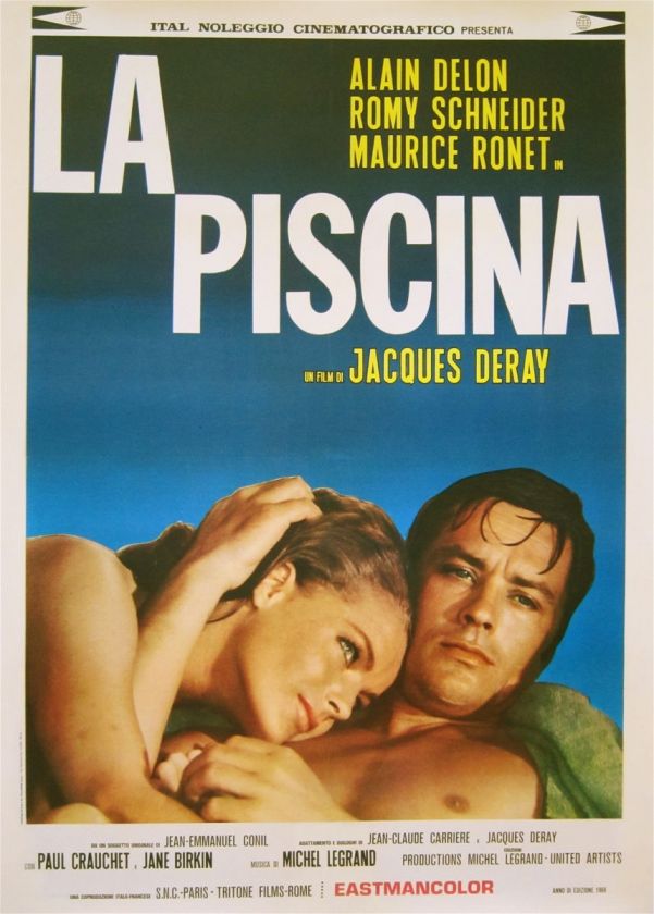   1969 Italian 39x55 linen backed poster Alain Delon Romy Schneider